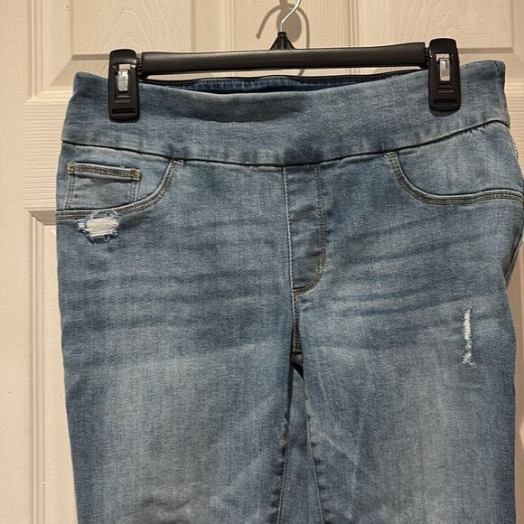 Chico’s distressed jeggings skinny pull on jeans SZ 2R - Picture 2 of 9